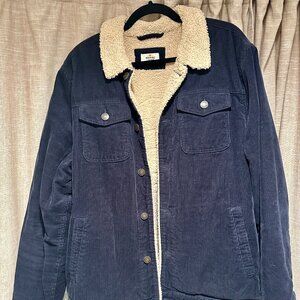 Marine Layer Fleece-Lined Corduroy Trucker Jacket Navy [Large - L]